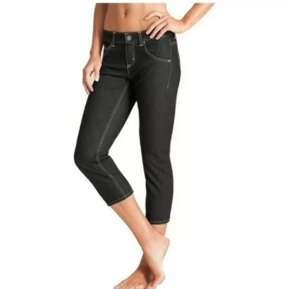 Athleta Frontier Denim Jean Capris Activewear 14